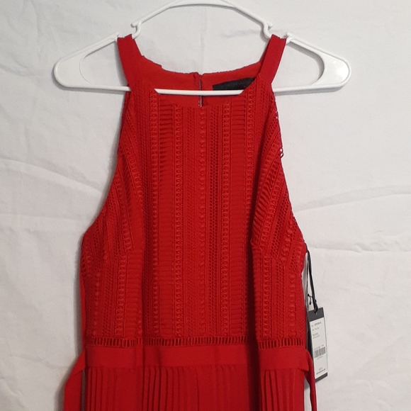 WORTH CHERRY RED PLEATED TO THE FLOOR DRESS NWT WOMEN'S SIZE 12 - Picture 5 of 14